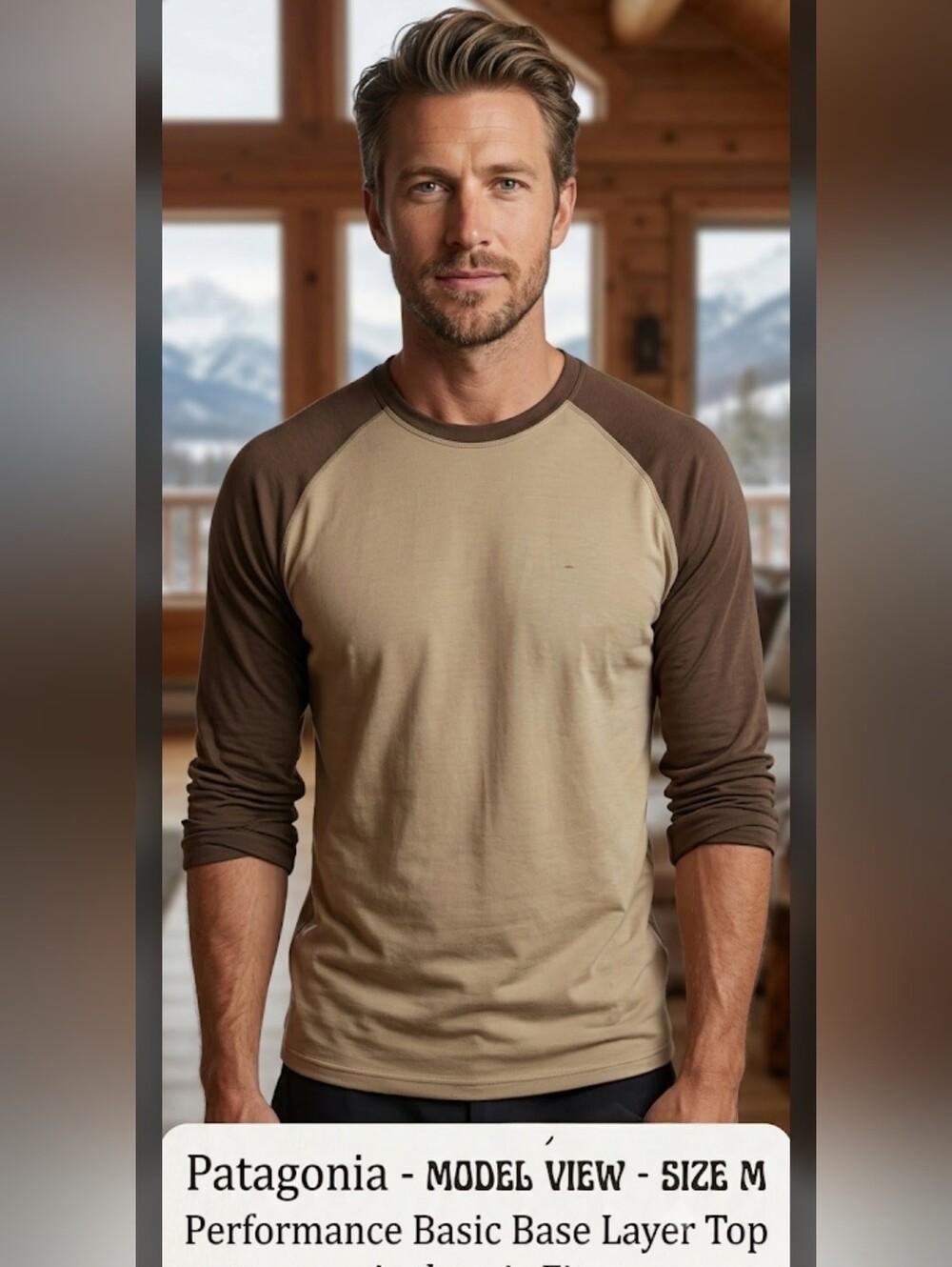 Patagonia Performance Basic Base Layer Top Mens M Long Sleeve Brown Outdoor #15t